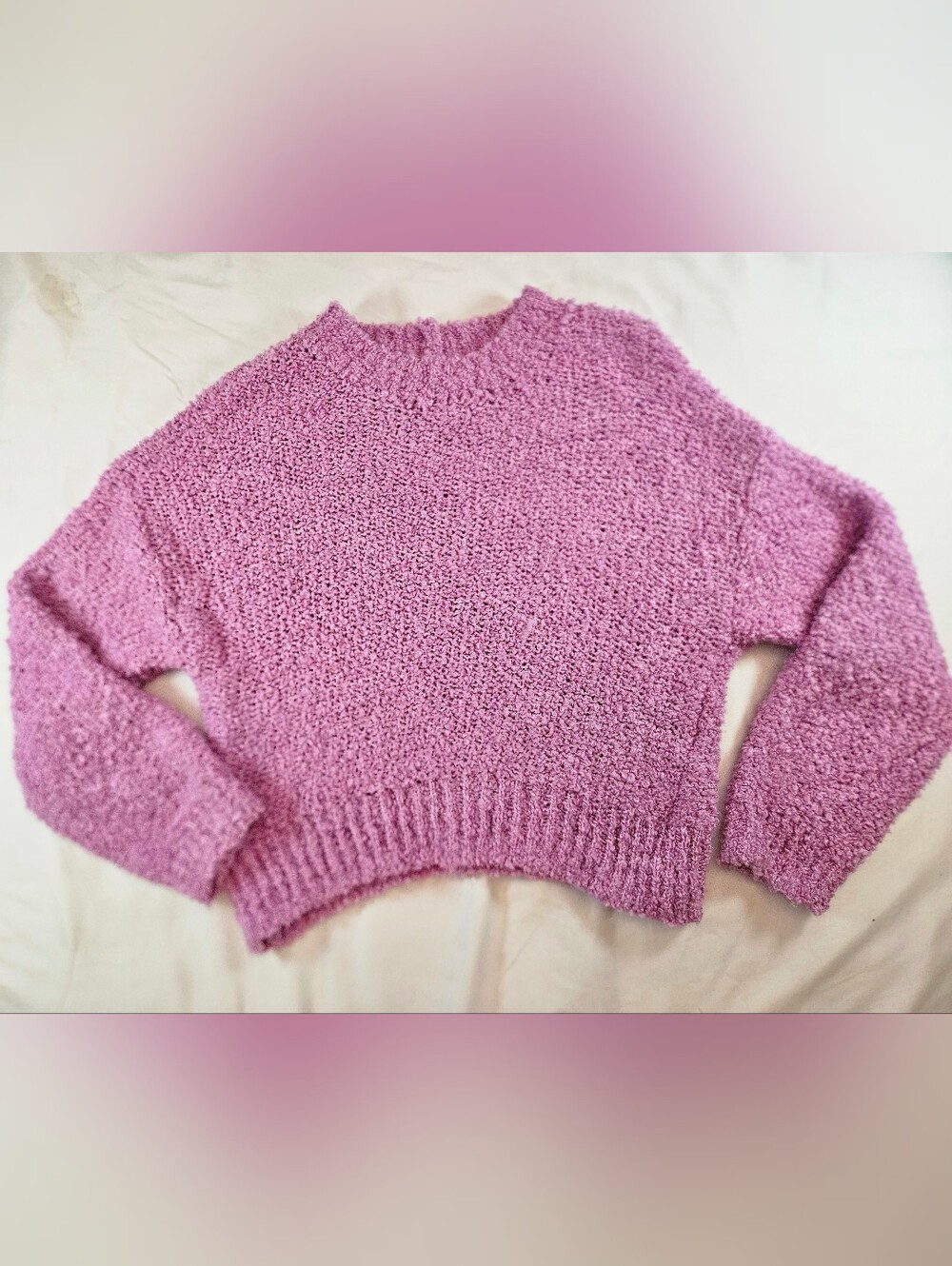 Arizona Jean Company Womens Pink Chenille Knit Crewneck Pullover Sweater Size S